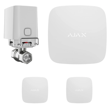 Комплект антипотоп 1/2” Ajax Hub 2, кран Ajax WaterStop, 2 датчика протечки Ajax LeaksProtect (White)