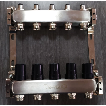 Коллектор теплого пола на 2 контура, без расходомеров, нерж.сталь Tervix Pro Line (501002)