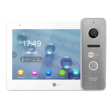 Комплект Neolight MEZZO Hybrid HD KIT SilverP: гібридний відеодомофон 10.1” з Wi-Fi та 2 Мп відеопанель