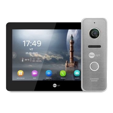 Комплект Neolight MEZZO Hybrid HD KIT B/SilverP: гібридний відеодомофон 10.1” з Wi-Fi та 2 Мп відеопанель