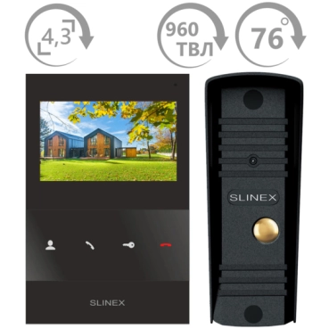 Комплект видеодомофона 4” Slinex SQ-04 (Black) + ML-16НR (Black)