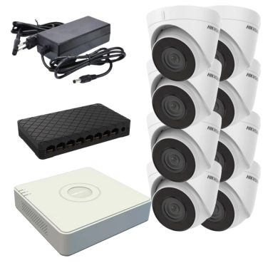 IP комплект видеонаблюдения с аналитикой Hikvision 8 камер 2 МП