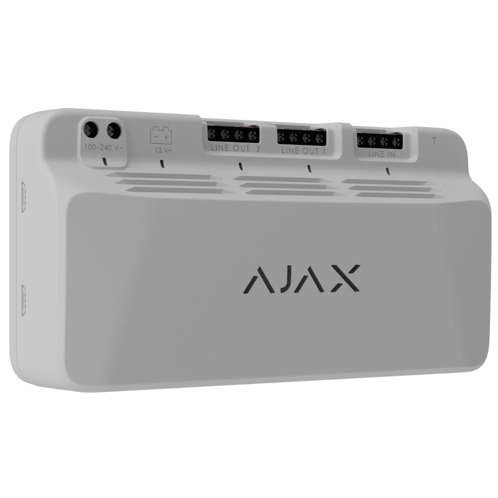 Модуль Ajax Superior LineSupply (75 W) Fibra white для додаткового живлення та двома вихідними лініями Fibra