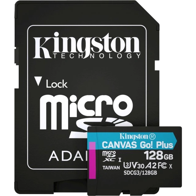Карта памяти Kingston microSDXC 128 Гб U3 V30 A2 (SDCG3/128GBSP)