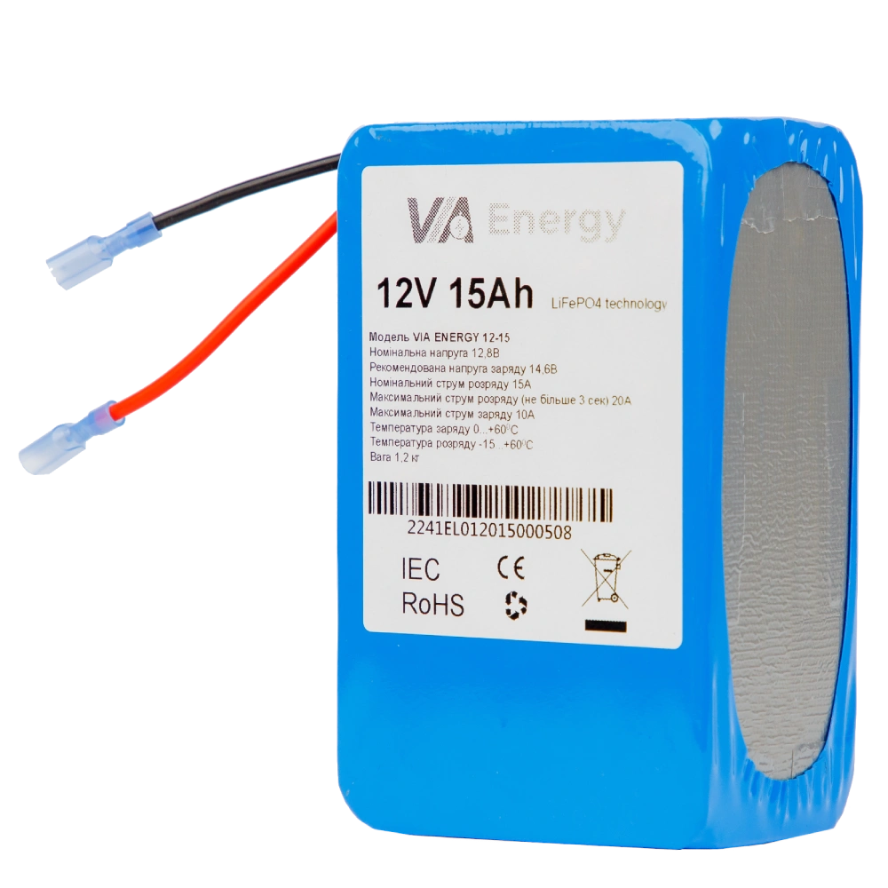 Акумуляторна батарея літієва 12В, 15А•ч VIA Energy