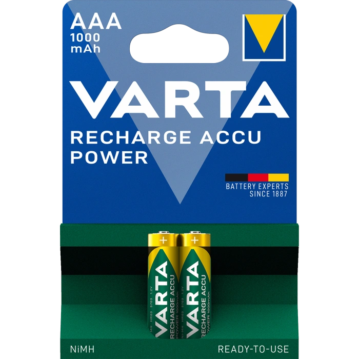 Акумулятор VARTA RECHARGEABLE ACCU AAA 1000mAh BLI 2 NI-MH (READY 2 USE)