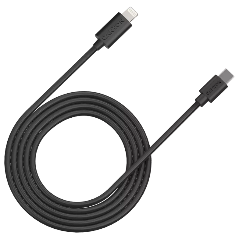 Кабель Canyon CFI12B black (Lightning - USB-C ) 2м 20Вт