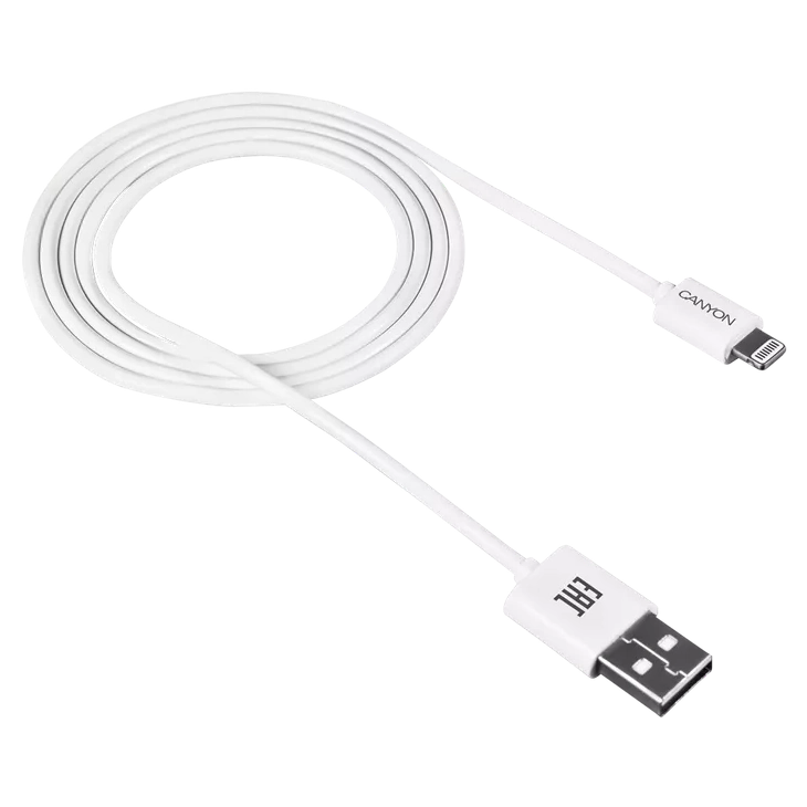 Кабель Canyon CFI1W white (Lightning - USB-A) 1м