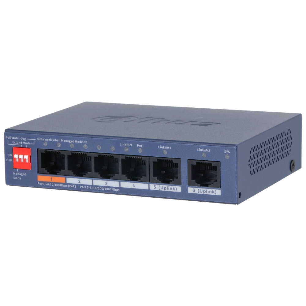 Комутатор 6 портів керований Dahua DH-CS4006-4ET2GT-60 PoE