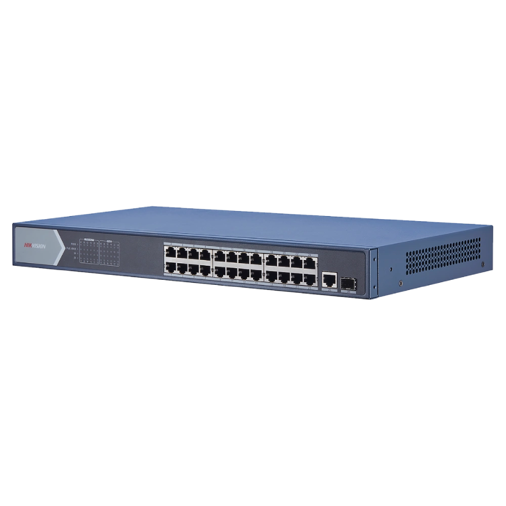 24-портовый гигабитный неуправляемый PoE коммутатор Hikvision DS-3E0526P-E