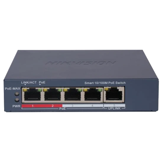 4-портовый управляемый POE Hikvision DS-3E1105P-EI/V2