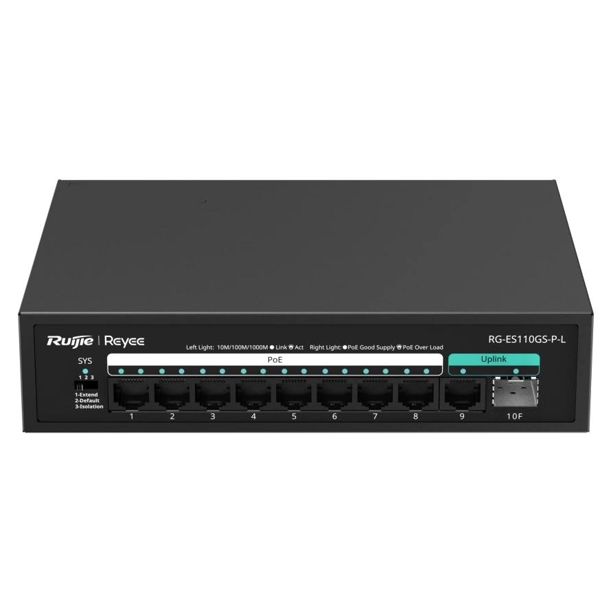 10-портовий гігабітний некерований PoE Ruijie Reyee RG-ES110GS-P-L