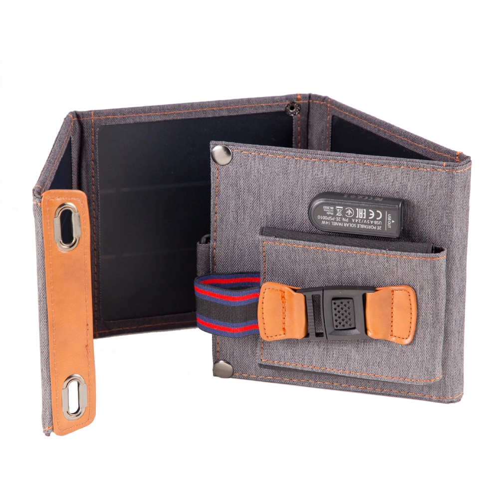 Портативная солнечная панель, 14 Вт зарядное устройство, USB-A 5V/2.4A 2E