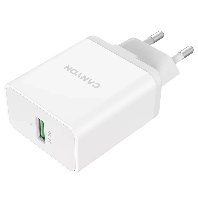 Сетевое зарядное устройство Canyon H-24 white (QC 24W)