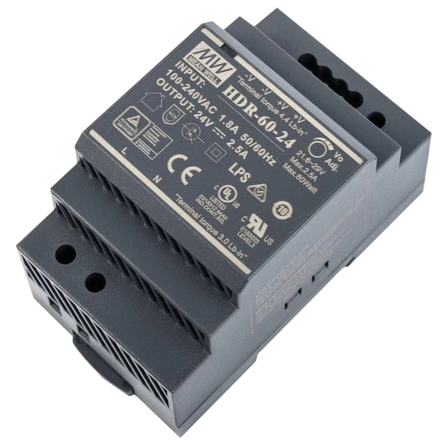 Блок питания (24B 2,5 А для монтажа на DIN рейку) Mean Well HDR-60-24