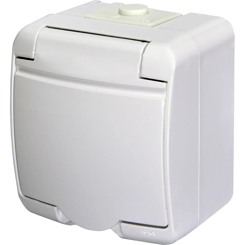 Розетка 1-на с с/к Schuko RHE-1s (белая/белая крышка, IP54) ETI 4668015 Hermetics