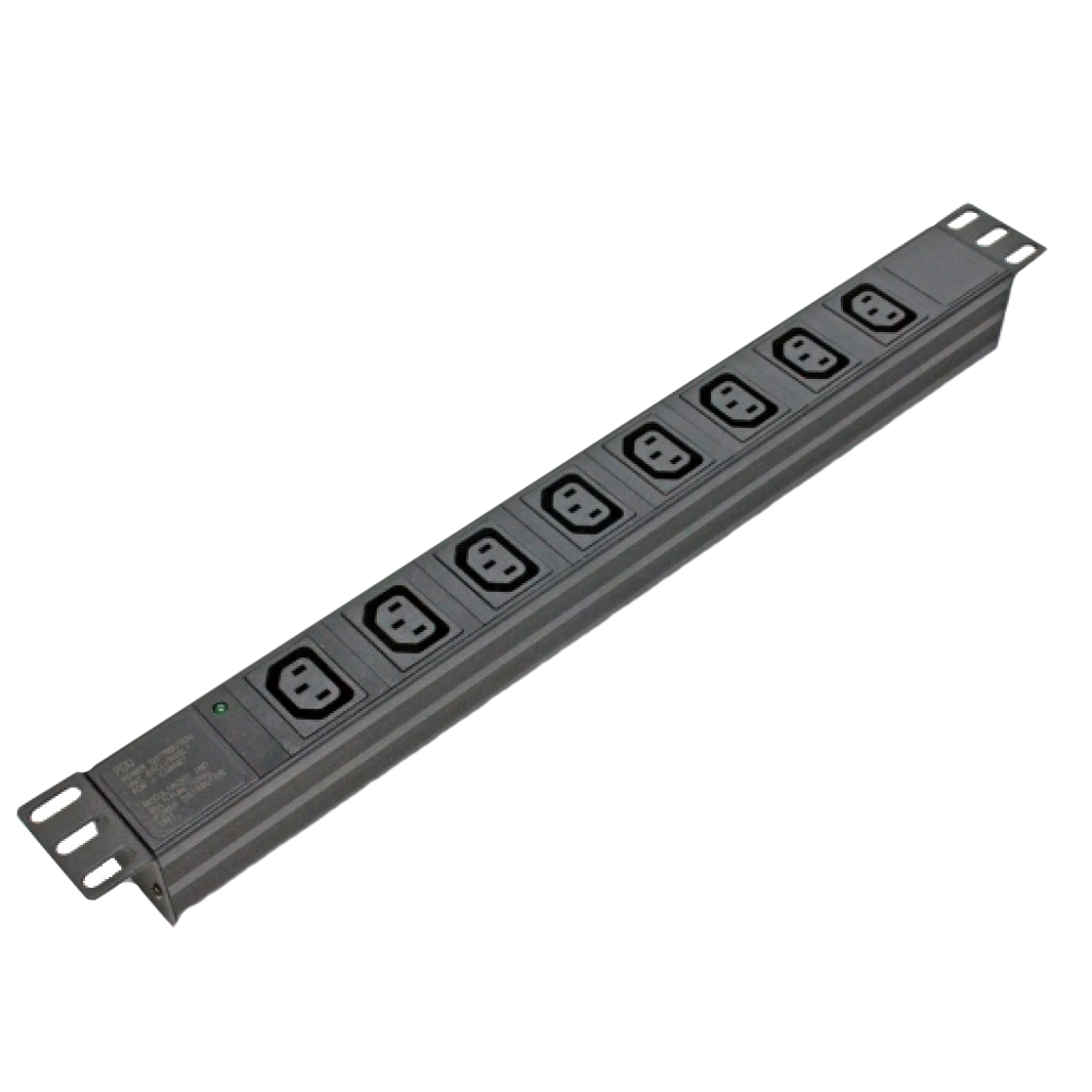 Блок 19” на 8 роз. С13, 10А, с индикат., без шнура, черный, 1U, Kingda KD-IEC1008WKPB19A-C14