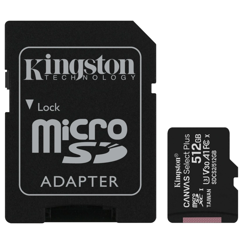 Модуль флэш-памяти Kingston 512GB micSDXC Canvas Select Plus 100R A1 C10 Card + ADP