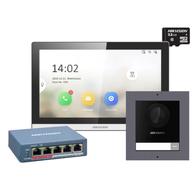 Комплект видеодомофона (врезная панель) Hikvision DS-KD8003-IME1(B)+DS-KH6350-TE1+HS-TF