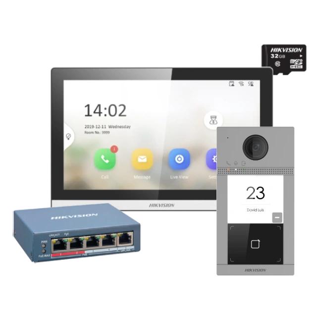Комплект видеодомофона Hikvision DS-KV8113-WME1(B)/Flush+DS-KH6350-TE1+HS-TF