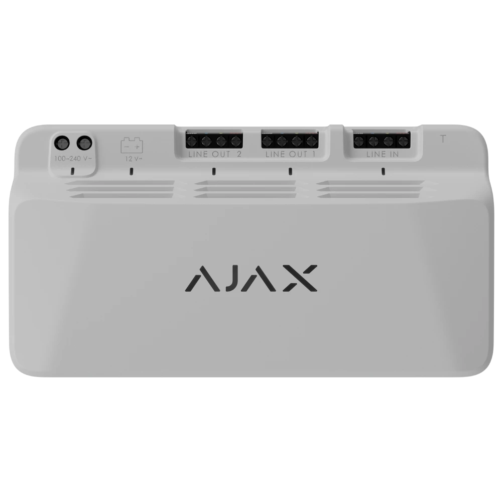 Модуль Ajax Superior LineSupply (75 W) Fibra white для дополнительного питания и двумя исходящими линиями Fibra