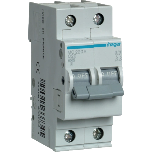 Автоматический выключатель Hager MC220A 20А 2P С 6 кА