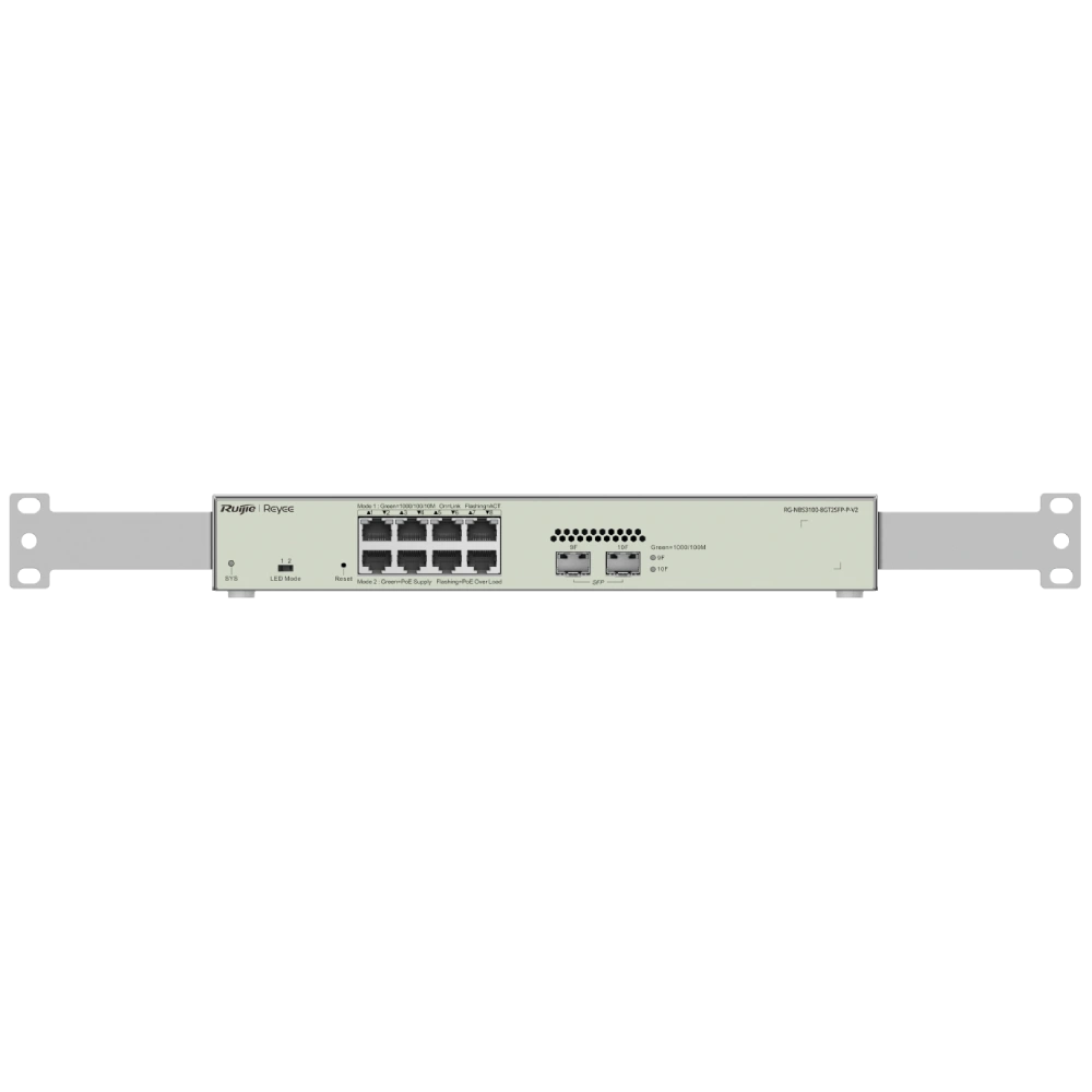 Коммутатор 10 портов управляемый Ruijie Reyee RG-NBS3100-8GT2SFP-P V2 POE L2