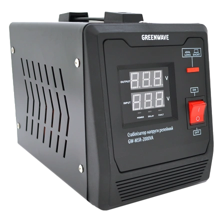 Стабилизатор напряжения релейный 1xShuko, DC140-260V, AC220±8%, BOX Green Wave Green Wave Mauser 2000VA (1400Вт)