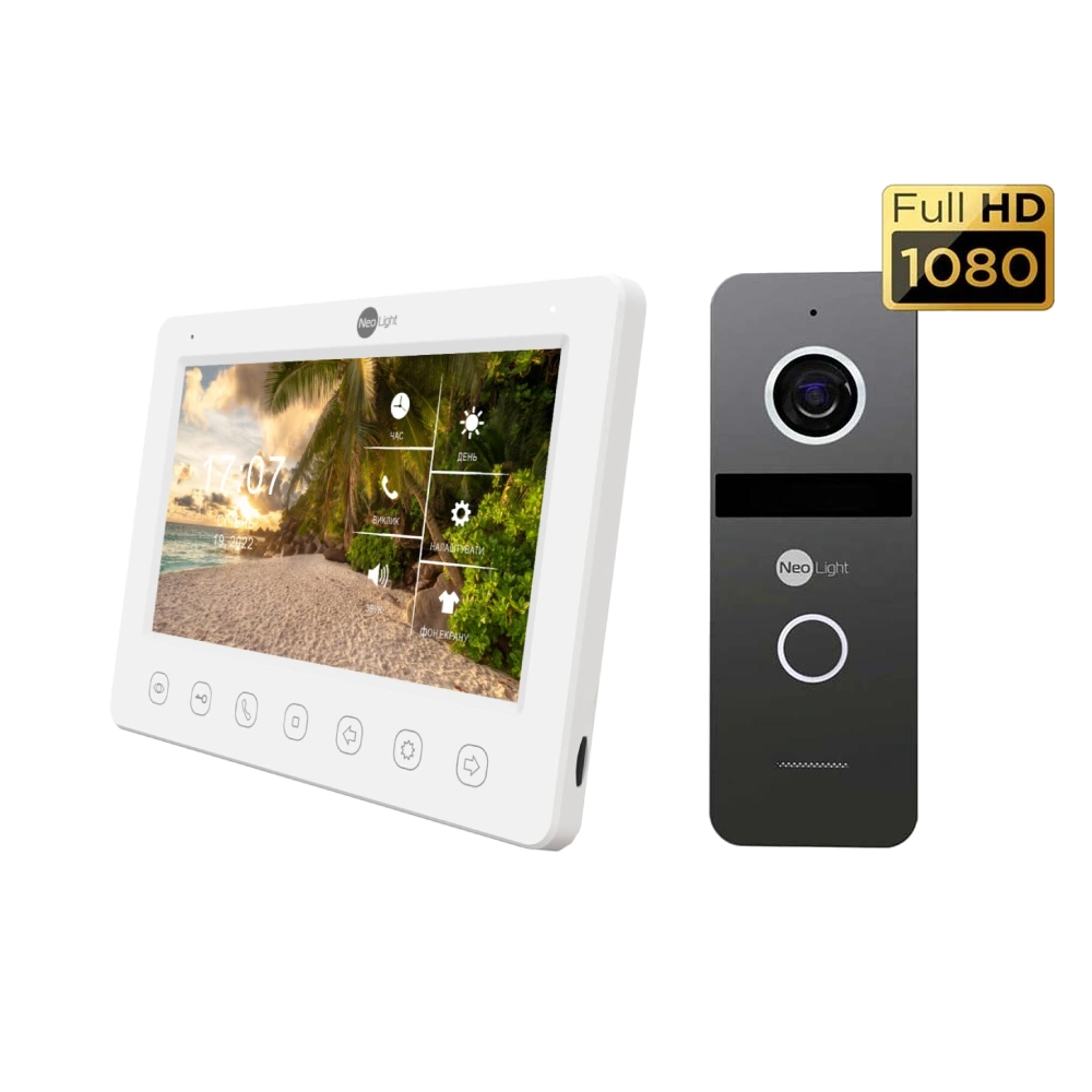 Комплект видеодомофона 7” NeoLight KAPPA HD KIT (KAPPA HD White + SOLO FHD Graphite)