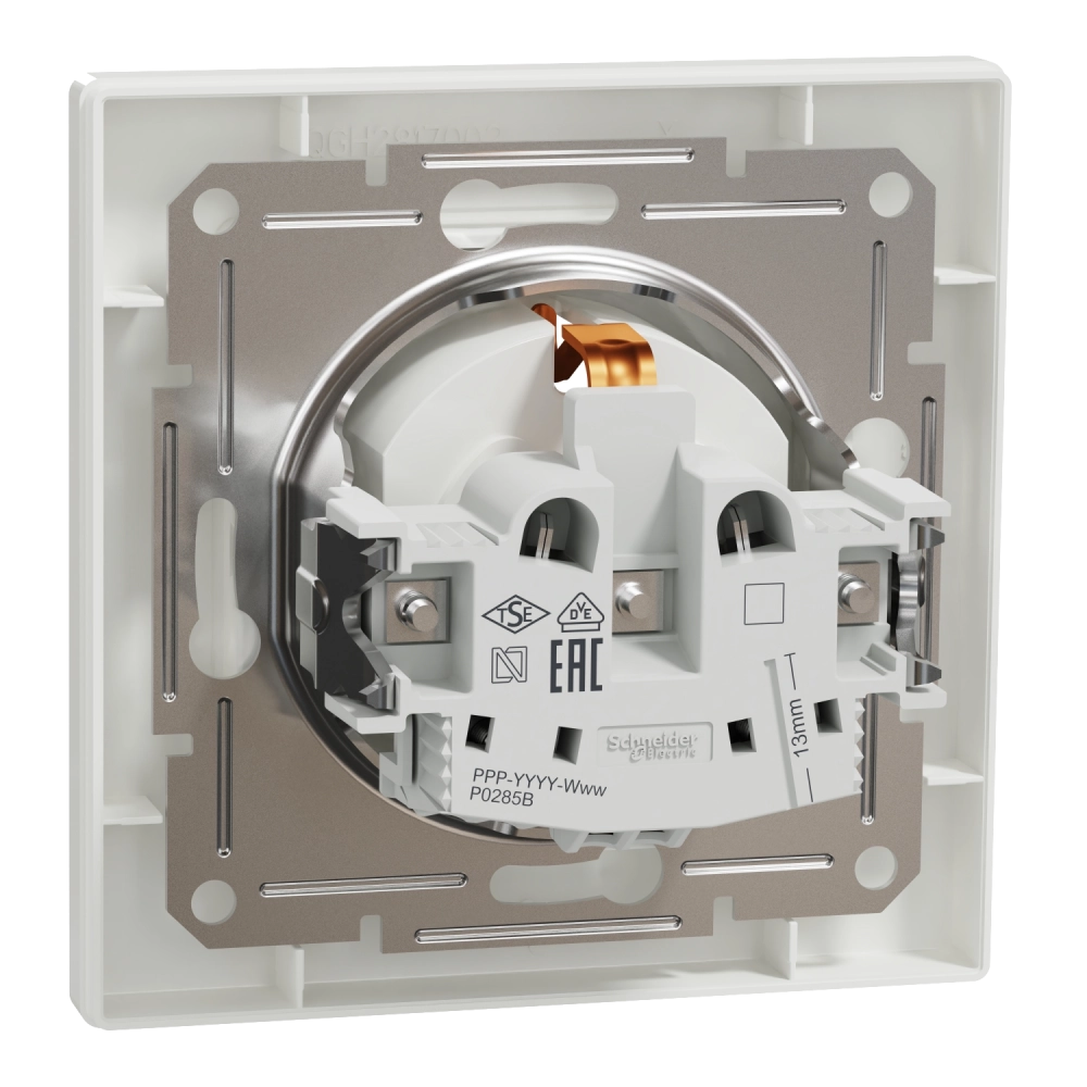 Розетка одинарная с заземлением и шторкой Schneider Electric ASFORA EPH2900221 - Фото 2