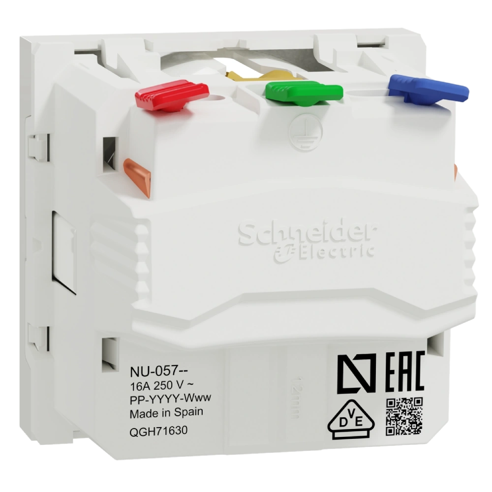 Розетка с ж/к со шторками 16А самозажимные клеммы белая Schneider Electric New Unica NU305718 - Фото 2