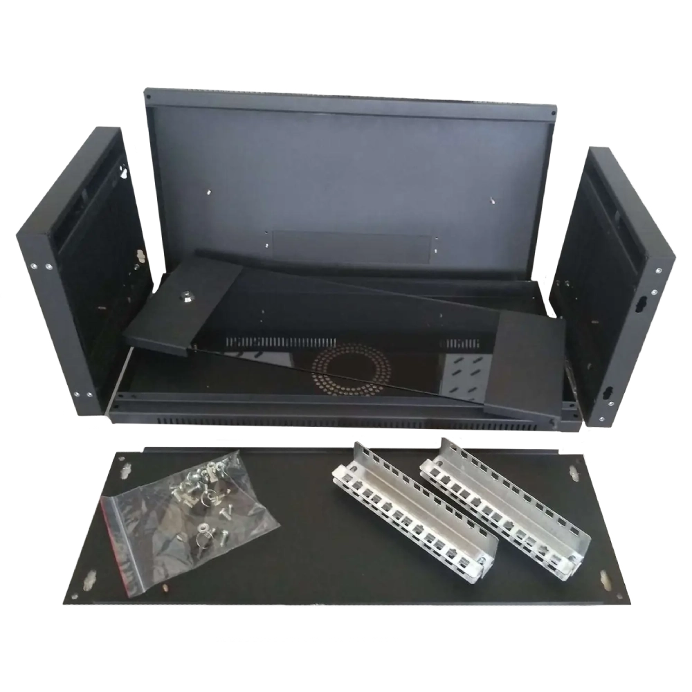 Шкаф коммутационный настенный 6U 600x350 разборный черный Hypernet WMNC-35-6U-FLAT-BLACK - Фото 2