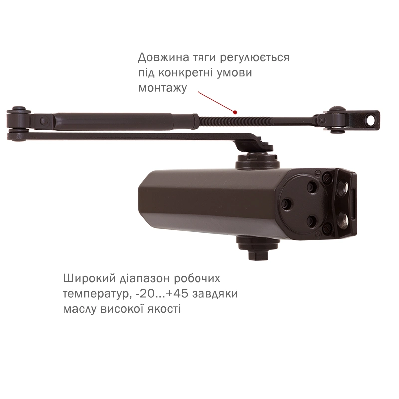 Доводчик накладний STD_ARM EN_2/3/4 до 80кг 1100мм RYOBI D-1554 DARK BRONZE