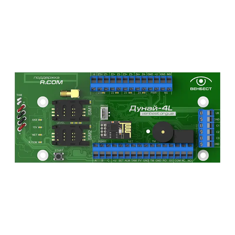 Прилад приймально-контрольний охоронний Дунай-4L (Wi-Fi - GPRS)