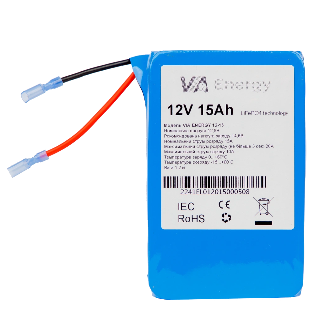 Акумуляторна батарея літієва 12В, 15А&bull;ч VIA Energy