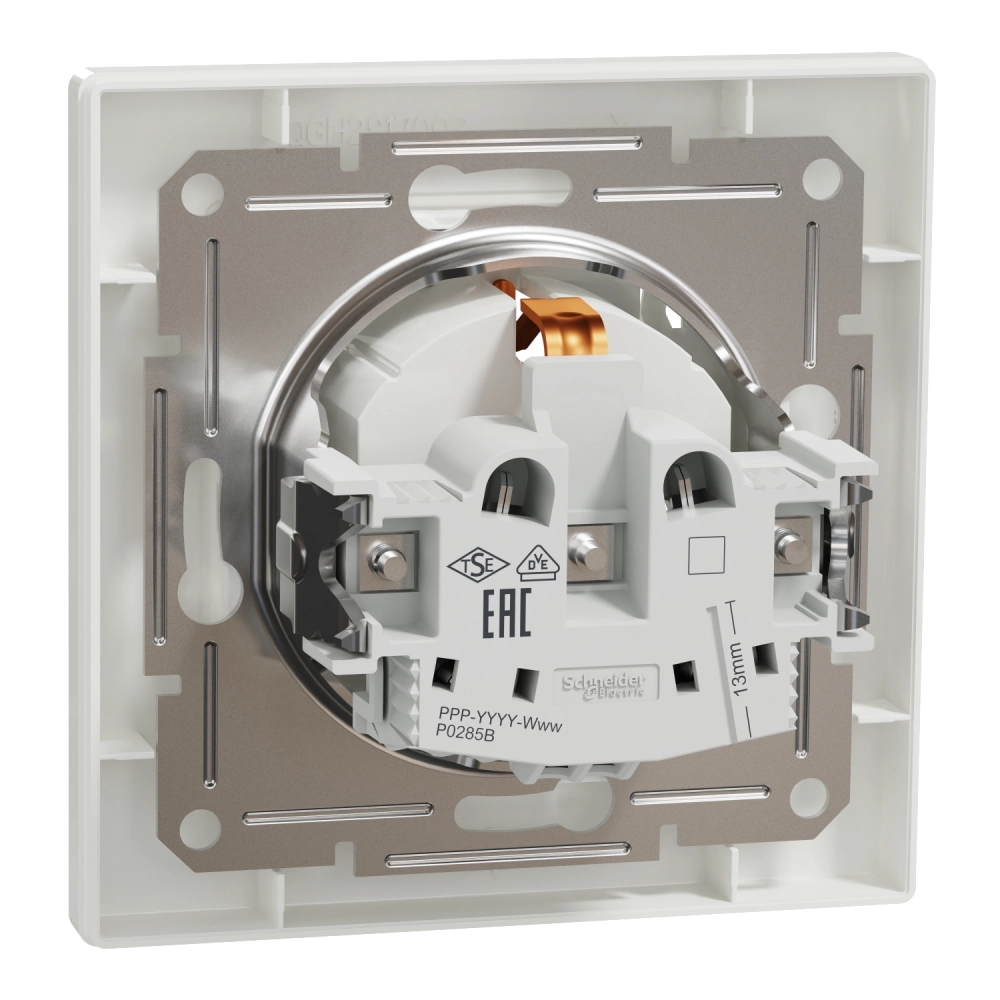 Розетка одинарная с заземлением и крышкой Schneider Electric ASFORA EPH3100121 - Фото 2